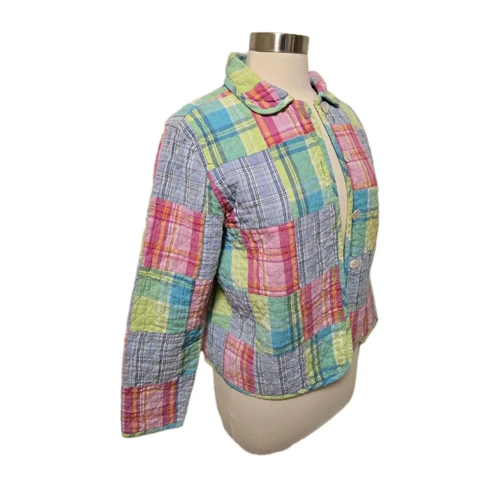 Womens Quilted Patchwork Jacket 90s Vintage Size Large‎ Multicolor